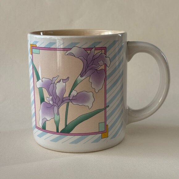 Vintage 80's Pastel Floral Mug - Picture 1 of 7
